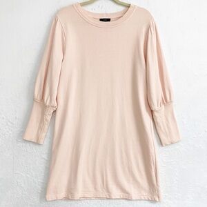 J. Crew Original Cotton Terry Puff Sleeve Sweatshirt Dress Pale Pink Sz S